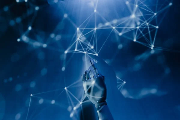 AI Chatbot Image of a Robot Hand Pointing