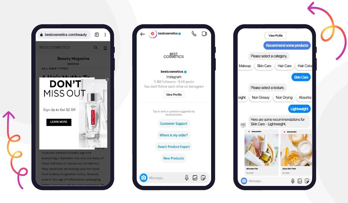 03 Chatbots in eCommerce - Product Suggestions Example of an Instagram Chatbot