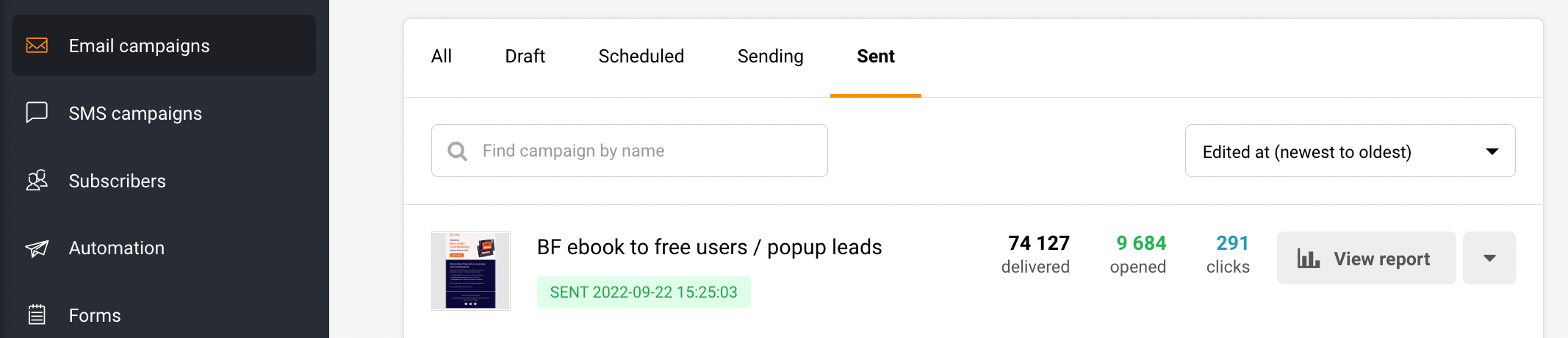 Reporting - Sender Reporting - Sender