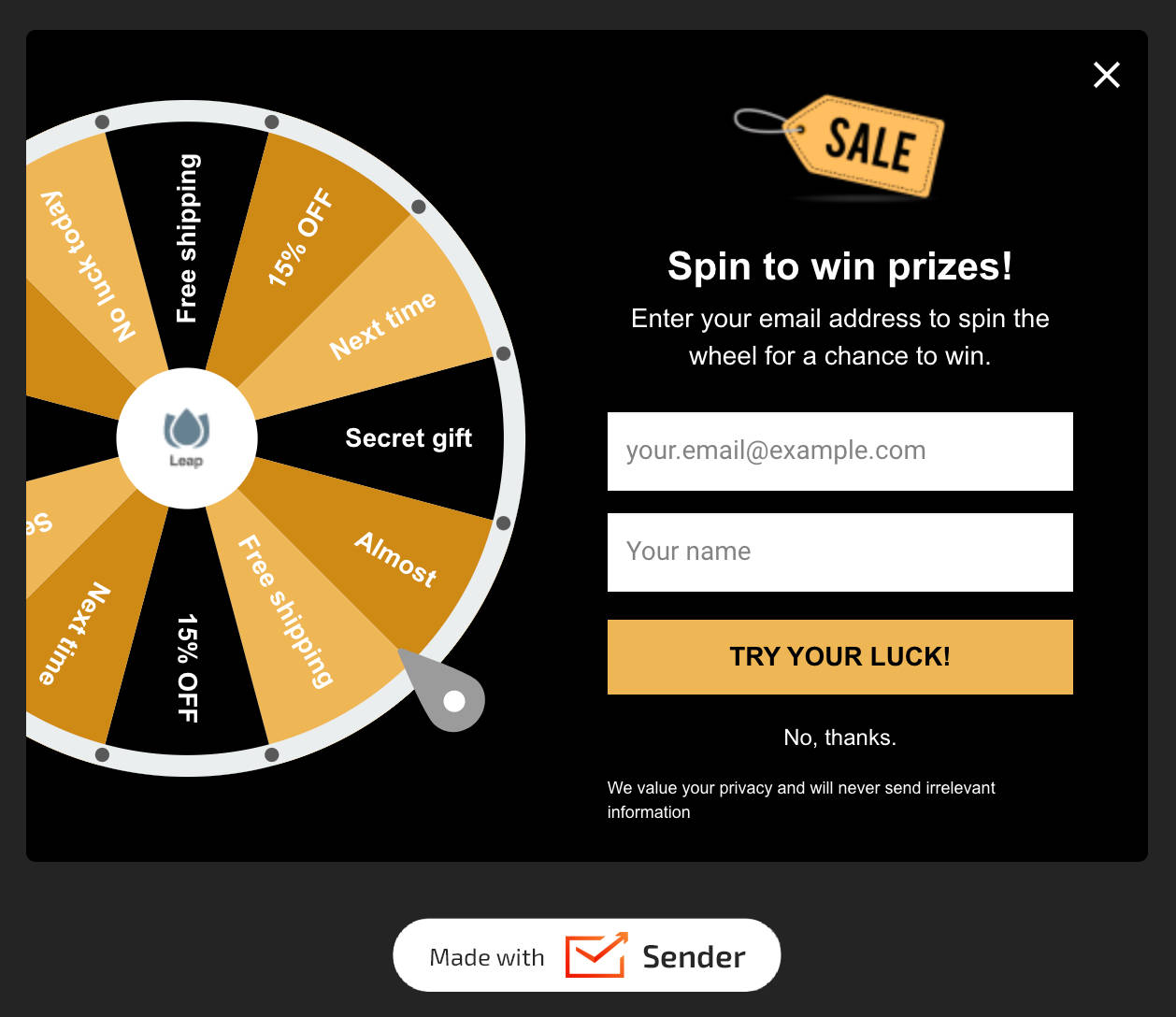 Spin to Win Wheel Forms