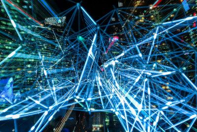 neural network An image of a city at night with a network of lights.
