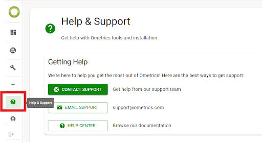 screenshot of the help center icon