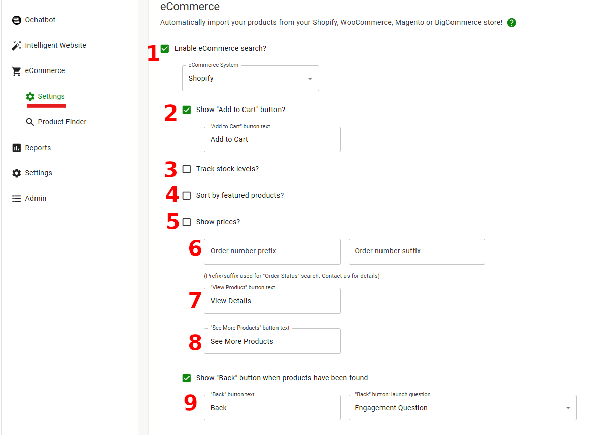 ecommerce settings<br />
