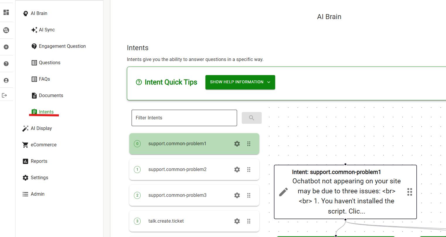 Ochatbot Brain Overview Screenshot