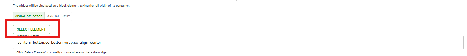 visual selector a screenshot of the visual selector
