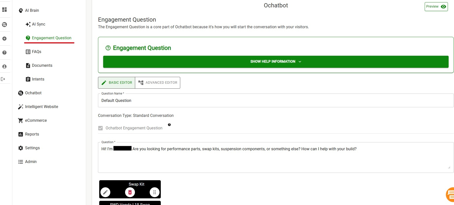 Ochatbot Brain Overview Screenshot